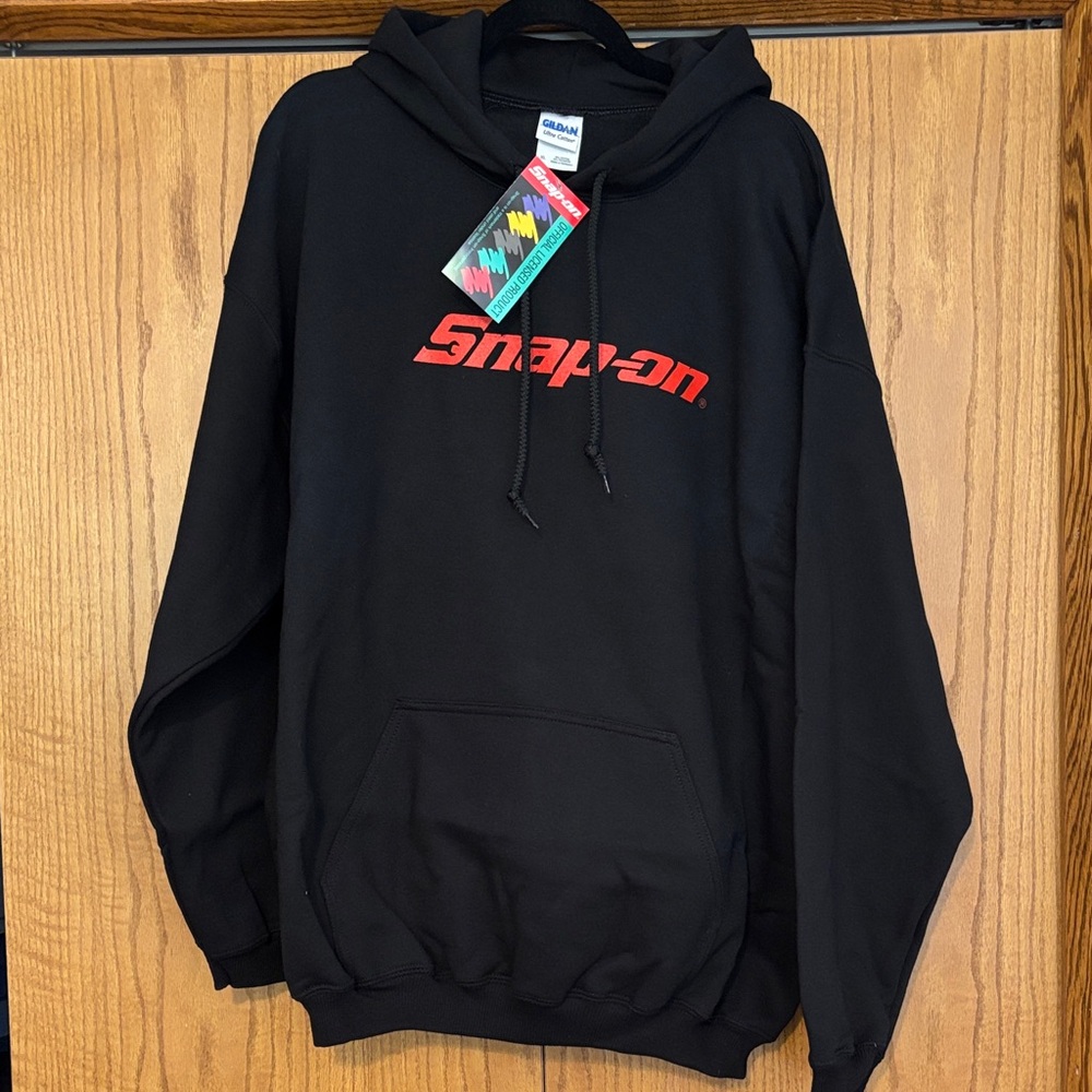 Snap-On Men's Black Hoodie with Red Logo